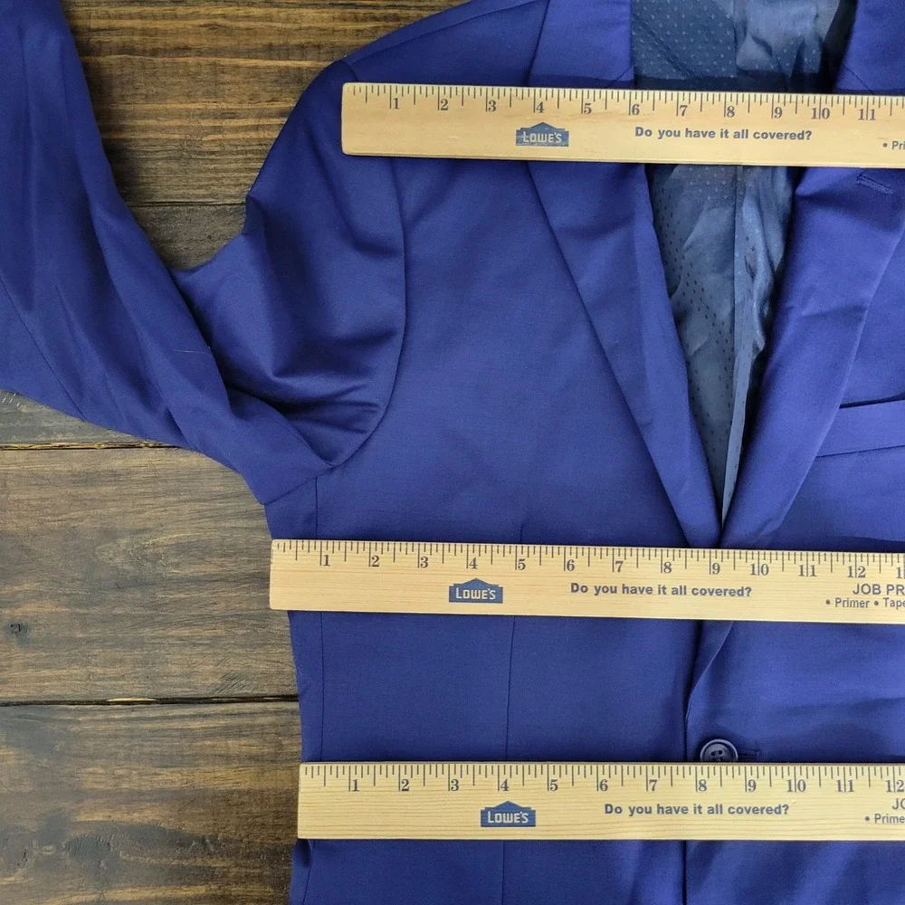 Mantoni Mens Sport Coat Blazer Two Button Nopleat Blue Twill Super Fine Wool 40R